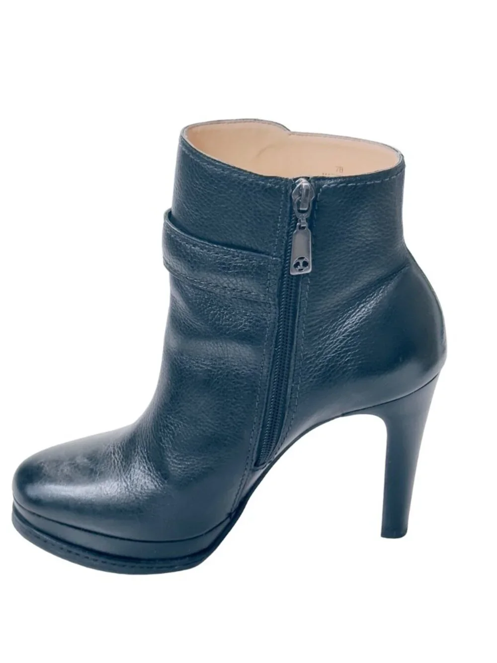 TALBOTS Women's Shoes Black Leather Heels Platform Ankle Boots Size 7B